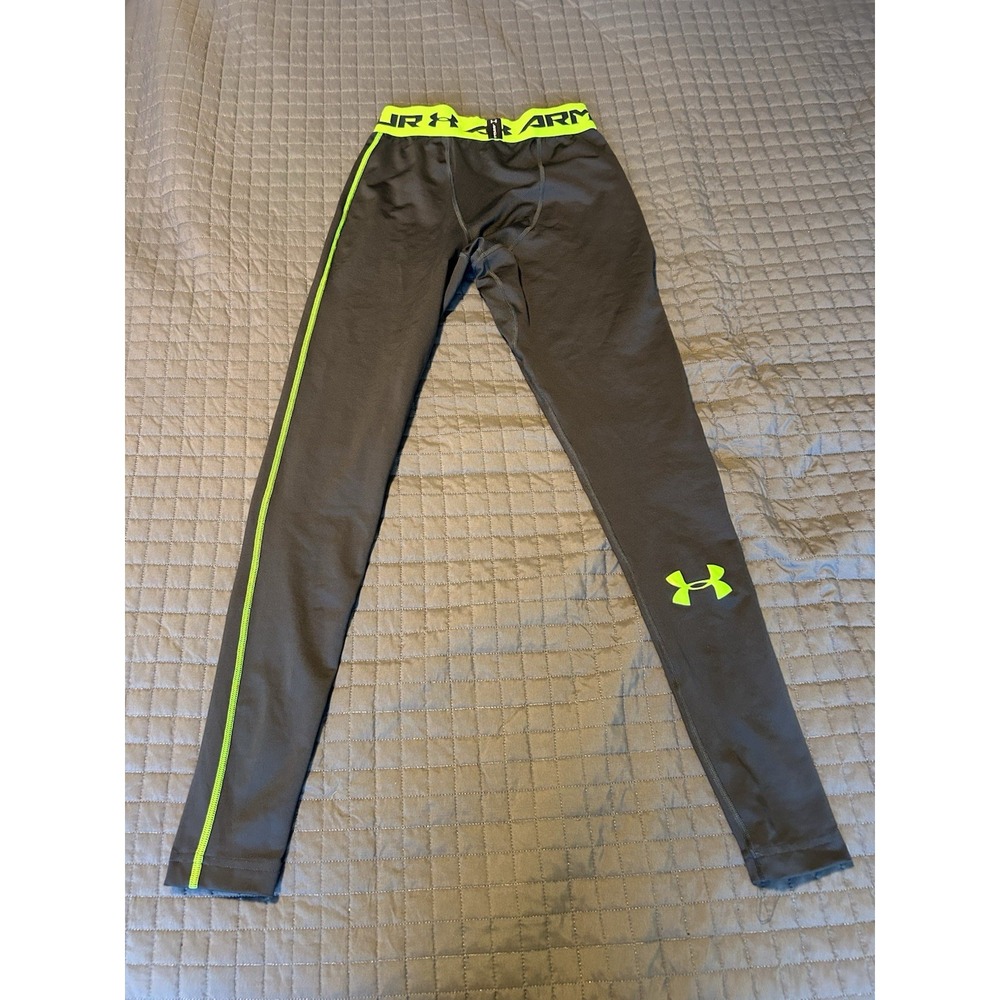 Under Armour Men's UA HeatGear Armour Compression Leggings Size Small Grey/neon